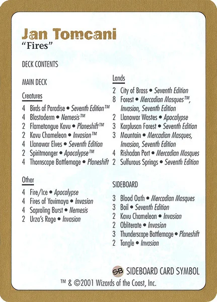 Jan Tomcani Decklist