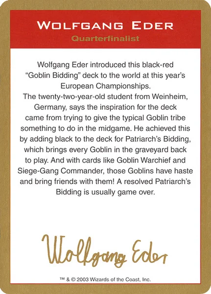Wolfgang Eder Bio
